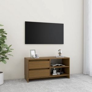 The Living Store Houten TV-meubel - 80 x 31 x 39 cm - Honingbruin