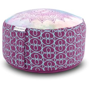 Meditatiekussen yoga met biologische vulling - paarse kleur - 15 cm