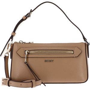 DKNY Leren Handtas Schoudertas Bryant Shoulder Bag Cappuccino Lichtbruin