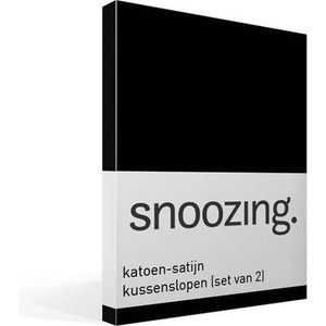 Snoozing - Katoen-satijn - Kussenslopen - Set van 2 - 60x70 cm - Zwart