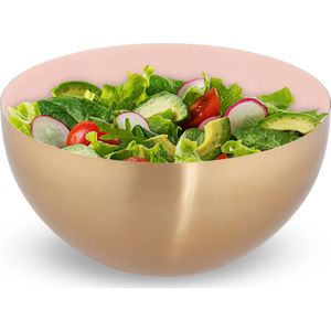 Relaxdays saladeschaal - 3,5 liter - slakom - mengkom - Ø 25cm - rvs - bakken - serveren - roze