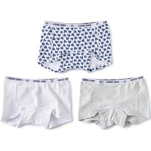Little Label Onderbroeken Meisjes - 3 Stuks - Maat 110-116 - Model Shorts - Wit, Grijs en Blauw - Zachte BIO Katoen