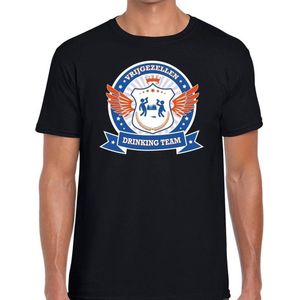 Zwart vrijgezellenfeest drinking team t-shirt heren met blauw en oranje - Vrijgezellen team kleding mannen XXL