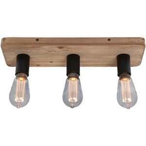 Freelight Plafondlamp Lenero 3 Lichts L 50 cm hout zwart