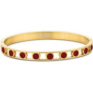 CO88 Collection 8CB-91093 Stalen Armband - Dames - Bangle - Zirkonia - 4 mm - Rood - 6 mm Breed - 60 x 50 mm - Staal - Goudkleurig