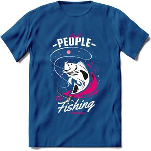 Cool People Do Fishing - Vissen T-Shirt | Roze | Grappig Verjaardag Vis Hobby Cadeau Shirt | Dames - Heren - Unisex | Tshirt Hengelsport Kleding Kado - Donker Blauw - M