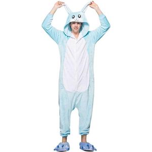 Konijn Onesie Blauw Verkleedkleding - Volwassenen & Kinderen - S (145-159 cm)