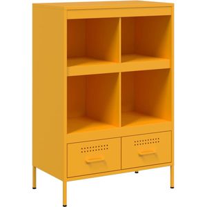 vidaXL - Hoge - kast - 68x39x101,5 - cm - staal - mosterdgeel