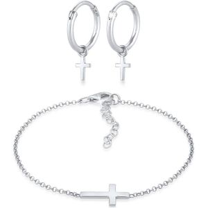 Elli Dames Sieraden Set Dames Kruis Hanger Stud Oorbellen Basic in 925 Sterling Zilver