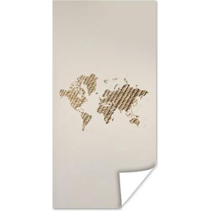 Poster Wereldkaart - Touw - Bruin - 60x120 cm