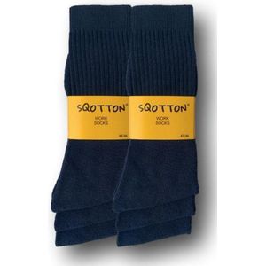 6 paar SQOTTON® Werksokken - Heavy - Marineblauw - Maat 43-46