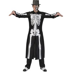 Funny Fashion - Spook & Skelet Kostuum - Rammelende Botten Skelet Jas Man - - Maat 48-50 - Halloween - Verkleedkleding