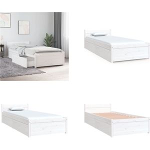 vidaXL Bedframe met lades wit 75x190 cm 2FT6 Small Single - Bedframe - Bedframes - Eenpersoonsbed - Bed
