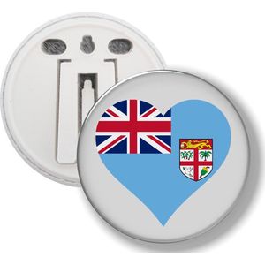 Button Met Clip - Hart Vlag Fiji