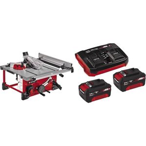 Accu Tafelcirkelzaag met Aluminium Tafel en Power X-Change Starter Kit - Accu en Oplader Inclusief