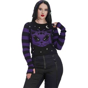 Banned - Alien Space Cat Gebreide trui - 4XL - Zwart/Paars