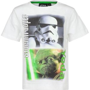 T-Shirt Star Wars - Stormtrooper & Yoda (Wit) Disney - 102cm / 4 jaar