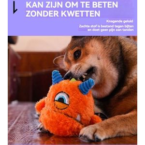 Hondenspeeltjes intelligentie-Hondenballen-tanden knarsen-piepen-tanden poetsen-oranje-pluche speelgoed