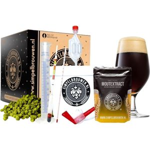 SIMPELBROUWEN® - Plus Stout - Bierbrouwpakket - Zelf bier brouwen pakket - Startpakket - Gadgets Mannen - Cadeau - Cadeau voor Mannen en Vrouwen - Bier - Verjaardag - Cadeau voor man - Verjaardag Cadeau Mannen