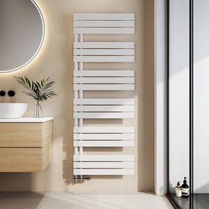 EMKE Handdoekradiator - Plat Design - Glanzend Wit - 160x60 cm - 958W - Badkamer Verwarming - CV Radiator