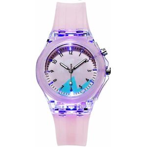 Fako® - Kinderhorloge - Siliconen - Light - Ø 38mm - Love Rabbit - Roze