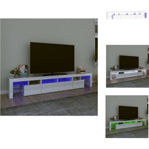 vidaXL TV-meubel - LED-verlichting - Hoogglans wit - 230 x 36.5 x 40 cm - Bewerkt hout - Kast