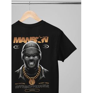 Oversized shirt - Mansion - Wurban Wear | T-shirt | Merk kleding | Unisex tshirt | Streetwear | Pump cover | Techno outfit | Merk shirt | Gym shirt | y2k | Techwear | Urban | Grote maten | T-shirt heren | T-shirt dames | Zwart