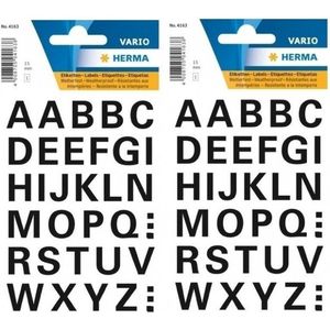 Letter stickers - 64 stuks - alfabet - zwart - 15 mm