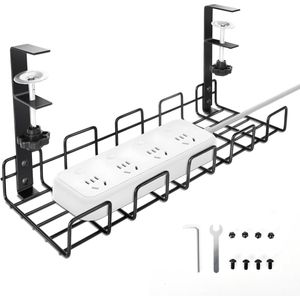 Kabelbeheerlade onder bureau - Kabelgoot - 1 stuk - zwart - metaal