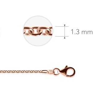 Gisser Jewels ANK35R-80 - Echt Zilveren Ketting - Anker met Karabijnsluiting - Rosé goudkleurig - 1.3 mm - 80 cm - Gerhodineerd Zilver 925