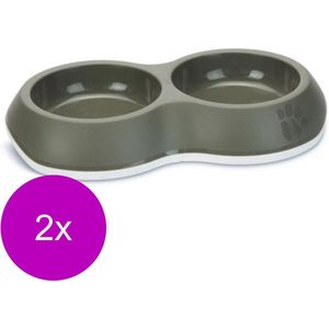 Savic Voerbak Delice Double - Hondenvoerbak - 2 x 26x16x4 cm 86 g Grijs Petrol Geschikt Voor Honden En Katten