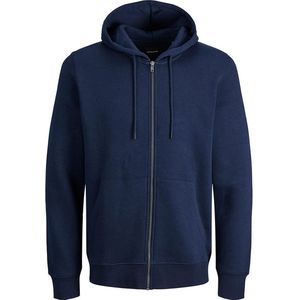 JACK & JONES Star basic sweat zip hood regular fit - heren sweatvest katoenmengsel met capuchon - blauw - Maat: S