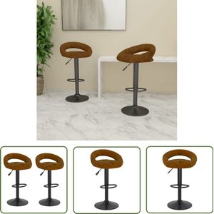 The Living Store Barkrukken 2 st fluweel bruin - Barkrukken - Bruine Barkrukken - Fluweelbarkrukken - Stoelen - Barstoelen