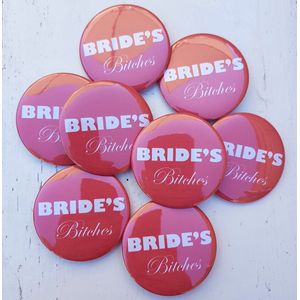 10 buttons Bride's Bitches rood - vrijgezellenavond - button - vrijgezellenfeest - bride - bruid - trouwen