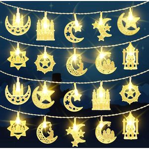 RAMADAN DECORATIE ""Ramadan Lichtketting: Ster- en Maanlichtketting met 20 LED's, 3 meter, Batterijgevoed - Perfecte Decoratie voor Eid Mubarak en Ramadan