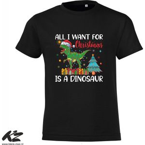 Klere-Zooi - All I Want for Christmas is a Dinosaur - T-Shirt - 128 (7/8 jaar)
