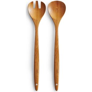 Zeller saladebestek, 2-delig, bamboe, ca. L 30 cm, saladeset, slalepel, saladevork, houten bestek, keukenhulp