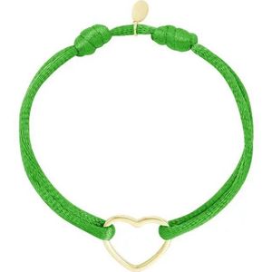 Stoffen armband hart - Yehwang - Armband - 16 cm - Goud/Groen