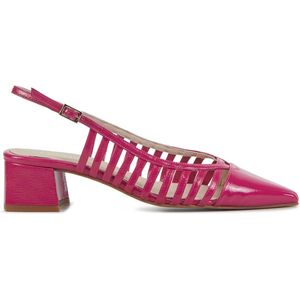 Lina Locchi Dames Pumps / Damesschoenen - Leer - Geen hoogte 2 cm cm - L1277 - Fuchsia - Maat 37