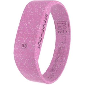 TOO LATE - Led horloge Glitter - siliconen - roze - polsmaat L