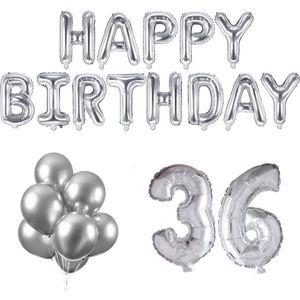36 jaar Verjaardag Versiering Ballon Pakket Zilver