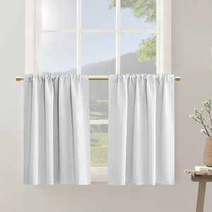 2 stuks gordijnen - 132*46cm - Geschikt voor kleine gordijnen - Korte verduisterende gordijnen - Semi verduisterende gordijnen - Beschermt de privacy - Geschikt voor cafés, keukens, garderobes, kelders en campers, gordijnen voor kinderkamers - Wit