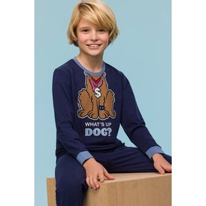 Jongens-Heren Pyjama, donkerblauw - maat 116/6J