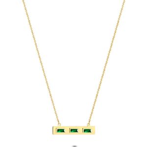 Twice As Nice Halsketting in goudkleurig edelstaal, rechthoek, groene kristallen 40 cm+5 cm