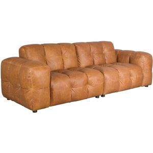 Dutchbone - Hackman - 3-zitsbank - Leer - Cognac - Bruin