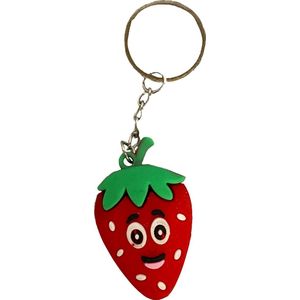 Sleutelhanger aardbei - Zomer - Vrucht - Fruit sleutelhanger - Rood - Vrolijk - Strawberry - Rubber