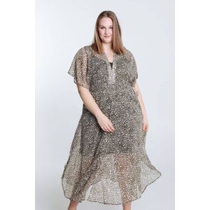 Paprika Lange jurk in voile met camouflageprint en lurex