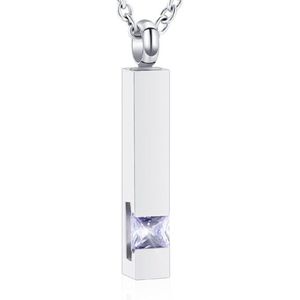 Luxe Ashanger | Met Ketting | Assieraad | Zilverkleurig Met Licht Paarse Steen | As Ketting | Gedenksieraad | Urn | Incl. As vuller