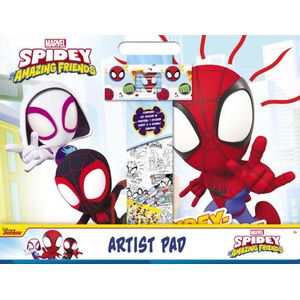 Marvel Spidey Artist Pad - Stationery - Papetterie- 40 Colour-in Posters, 1 sticker sheet & 3 Chunky crayons