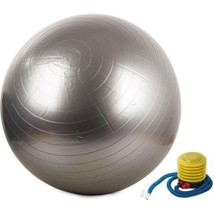 Gymnastiekbal (grijs) - Gymbal - Yoga Bal - Fitness Bal - Pilates - Fitness - 60cm inclusief Pomp! Versterking spieren/conditie/Mobiliteit!
